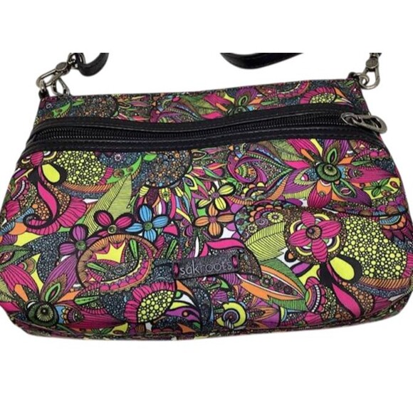 Sakroots Crossbody Purse Travel Umbrella Set Kaleidoscope Flowers Sling Artist - Picture 5 of 10
